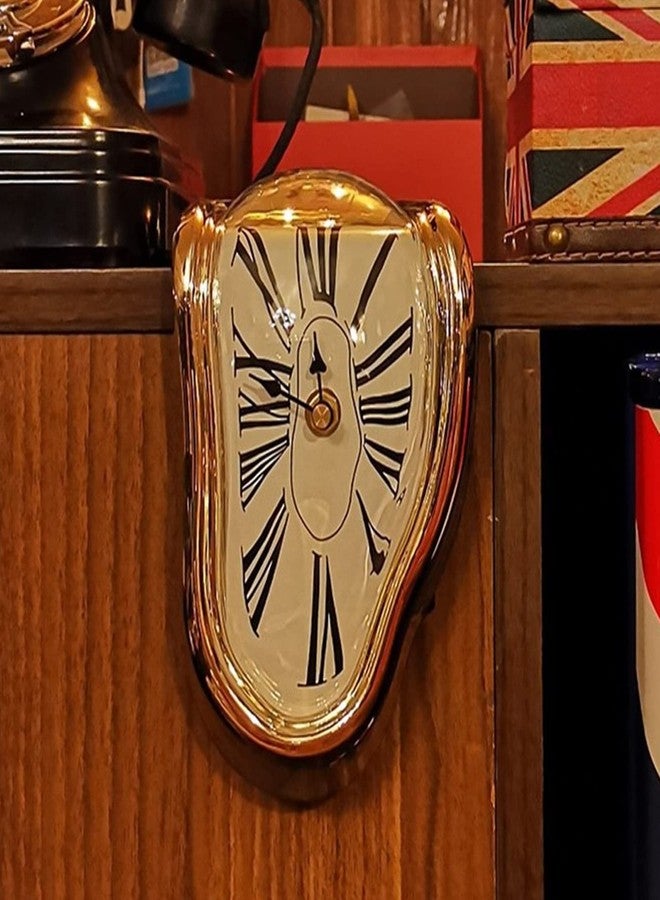 Carkio Creative Melting Clock,Carkio Wall Clock Decorative Salvador Dali Watch Melted Clock for Home Office Shelf Desk Table Decoration,Funny Creative Gift (Gold) - Image 5
